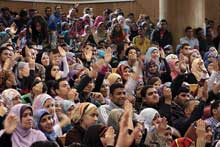 Youth attend seminar at Ain Shams University, Cairo, Egypt.