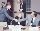 From left to right: Horst K&ouml;hler,
Kathy Selvaggio, Hugo Fernandez Araoz