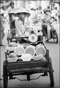 A watermelon vendor in Ho Chi Minh City.