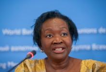 Ugandan Finance Minister Maria Kiwanuka at Washington briefing: ‘Our petroleum revenues will be dedicated to building infrastructure’ (IMF photo) 