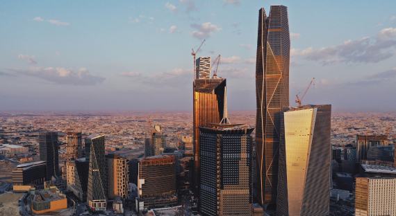 Image of financial district in Riyadh, Saudi Arabia.