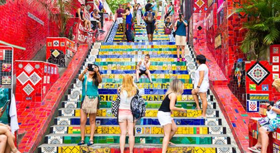 Tourists visiting the Selaron stairway in Rio de Janeiro, Brazil, where growth is expected to pick up in 2020 (photo: filipefrazao/iStock)