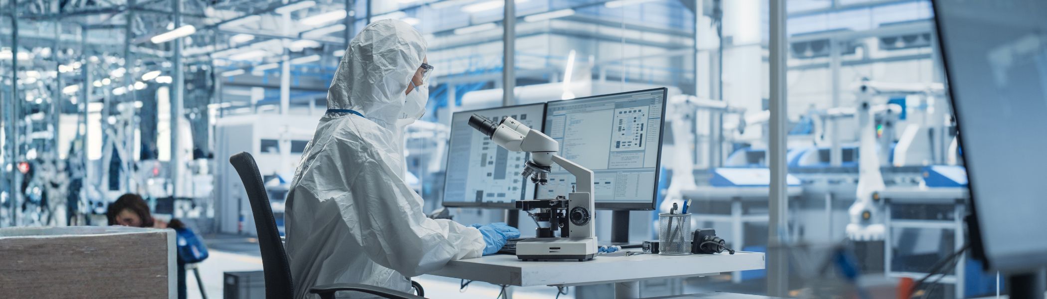 A woman in a tech lab. 
