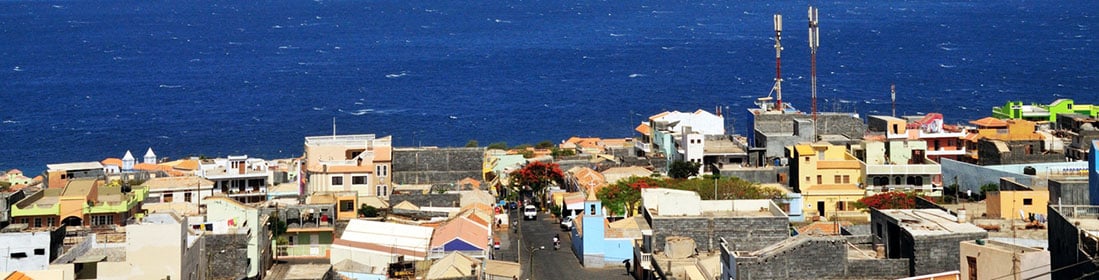 Sao Filipe, Fogo, Cabo Verde - May 28, 2015: Islands of Fogo and Brava, part of the Archipelago of Cabo Verde, stare at each other as they sit at sea off the west coast of Africa (iStock/raularosa)