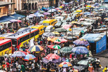 A market in downtown Lagos, Nigeria.