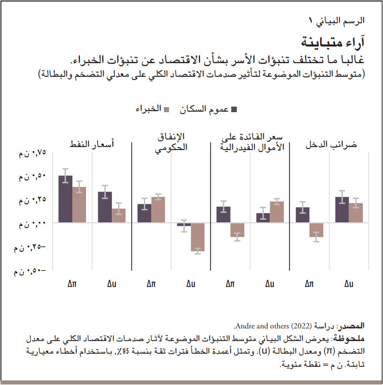 غالبا ما تختلف تنبؤات الأسر بشأن الاقتصاد عن تنبؤات الخبراء