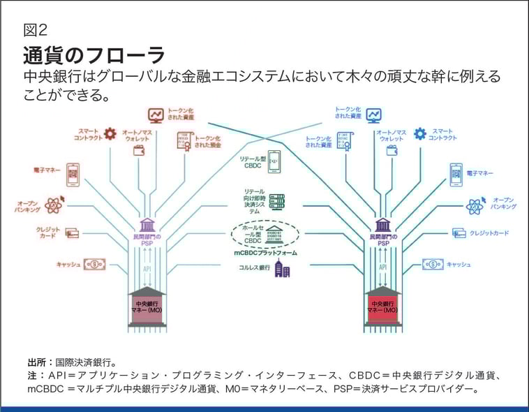 Chart 2 通貨のフローラ　中央銀行はグローバルな金融エコシステムにおいて木々の頑丈な幹に例えることができる。