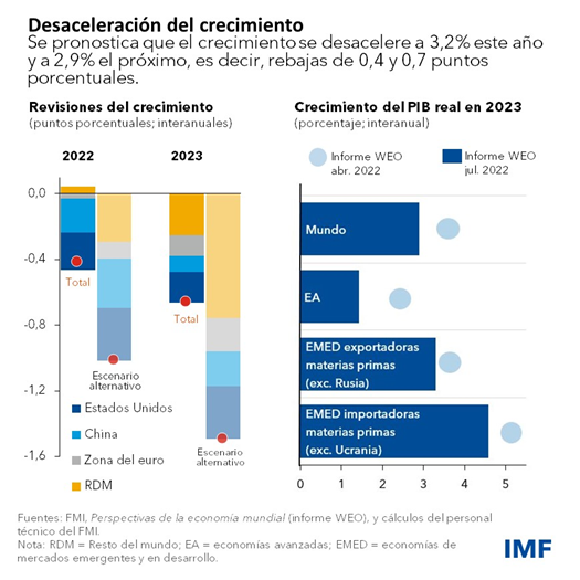 Desaceleración del crecimiento - actualización proyecciones julio 2022