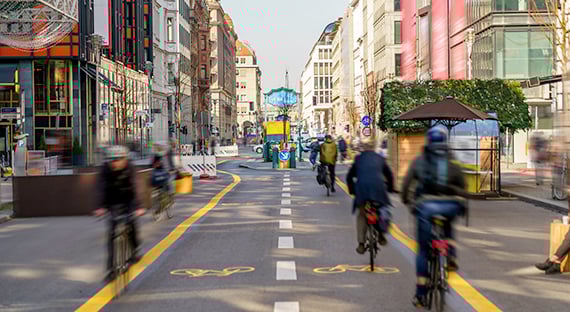 Commuters travel along a pop-up bike lane in Berlin. A green transition forms a key part of Germany’s economic recovery program. (photo:  IGphotography by Getty Images)
