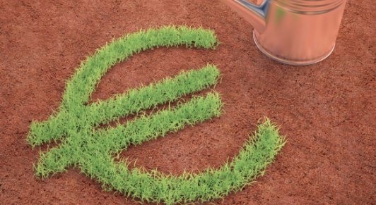 Logo of the euro: collective action in the euro area is needed to lift medium-term growth and address long-standing challenges (photo: KTSDesign/Science Photo Library/Newscom)