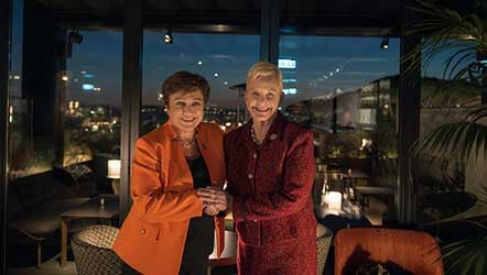 Managing Director Kristalina Georgieva meets with WFP executive director Cindy Hensley McCain in Rome, Italy (2024). IMF Photo /Francesco Pistilli