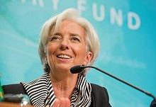 Lagarde at Washington news conference: &lsquo;We stopped the collapse, we should avoid a relapse, and it&rsquo;s not time to relax&rsquo; (IMF photo) 