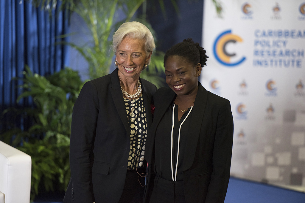 IMF Caribbean Essay Contest: IMF Managing Director with essay winner, Kara John