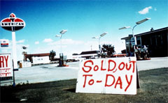 U.S. gas station during the 1970s oil price shock.