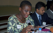 Minister Sayeh speaking at the seminar for Legislators in Monrovia, Liberia. Also shown is Fund Res. Rep. Michael Tharkur. (IMF Staff photo)