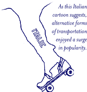 map of Italy wearing a rollerskate