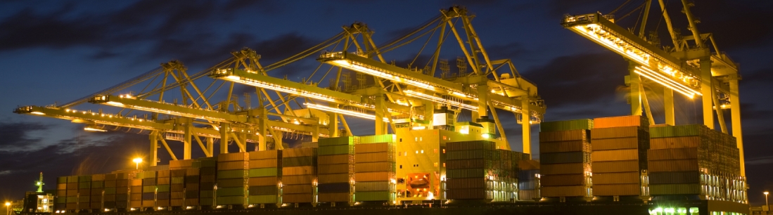 commercial dock at night