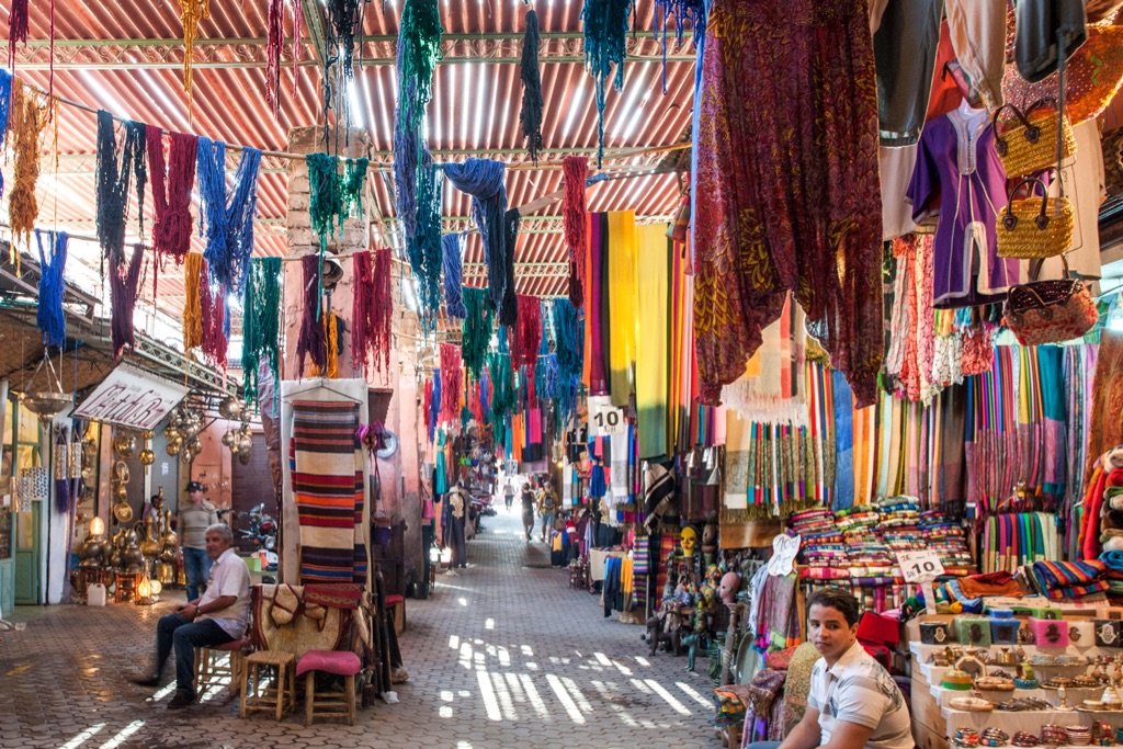 Textile market in Marrakesh, Morocco