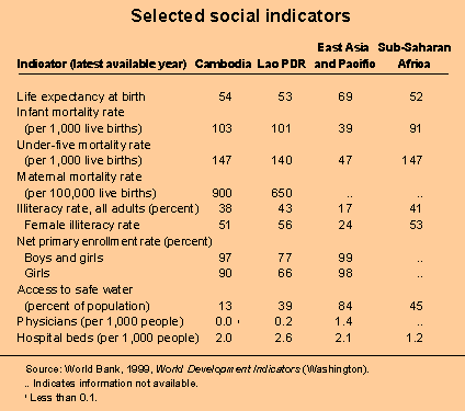 Table: Selected social indicators
