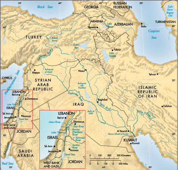 Map: Some principal watersheds of the Middle East