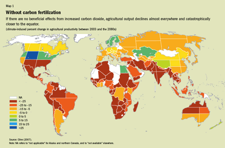 Without CO2 fertilization map
