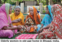 Elderly women in old-age home in Bhopal, India.