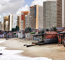 Favelas and modern skyscrapers in Fortaleza, Brazil
