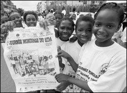 Girls in Abidjan, Cte d’Ivoire, participate in World AIDS Day