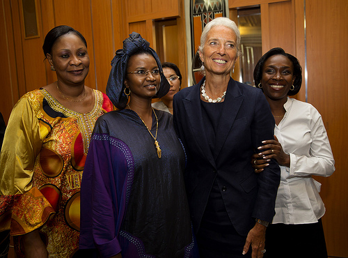 International Monetary Fund Managing Director Christine Lagarde meets with Mail's women leaders for a luncheon January 9, 2014 at the Hotel Salam in Bamako, Mali. Lagarde is on a two country visit to Africa. IMF Photograph/Stephen Jaffe