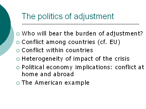 The politics of adjustment
