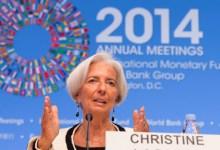 IMF Managing Director Christine Lagarde at news briefing: ‘Where growth is low and uneven, we believe that there has to be a new momentum’ (IMF photo) 